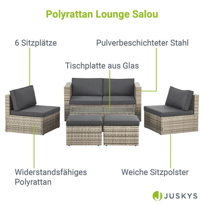 Gartenmöbel Polyrattan Lounge Salou inkl. Polster Grau - Palo24