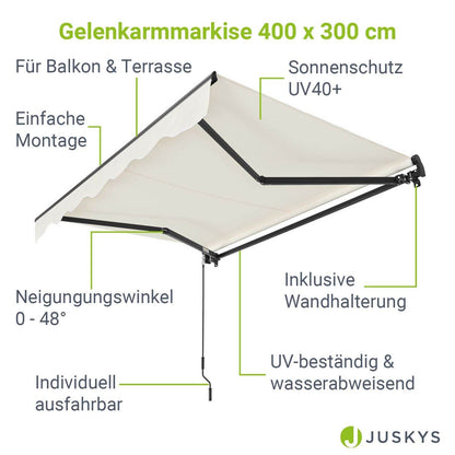 Gelenkarmmarkise 400 x 300 cm Beige - Palo24