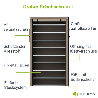 Schuhschrank L aus Stoff 9 Ebenen Hellbraun - Palo24