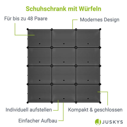 Würfel Schuhregal für bis zu 48 Paar Schuhe - Schwarz - Palo24
