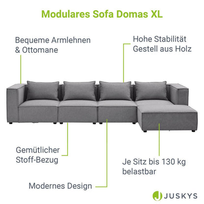 Modulares Sofa Domas XL - 4 Sitzer Dunkelgrau - Palo24