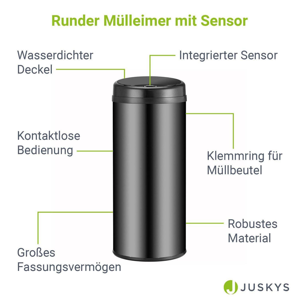 Automatischer Mülleimer mit Sensor - 50L Schwarz - Palo24