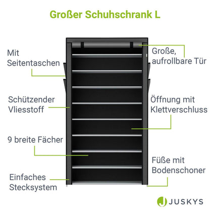 Schuhschrank L aus Stoff 9 Ebenen Grau - Palo24