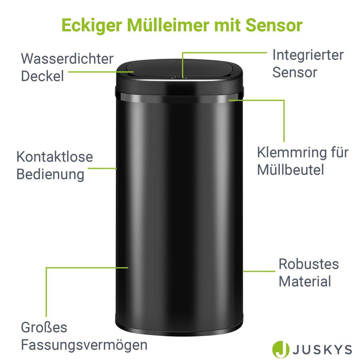 Automatischer Mülleimer mit Sensor - 70L Schwarz - Palo24