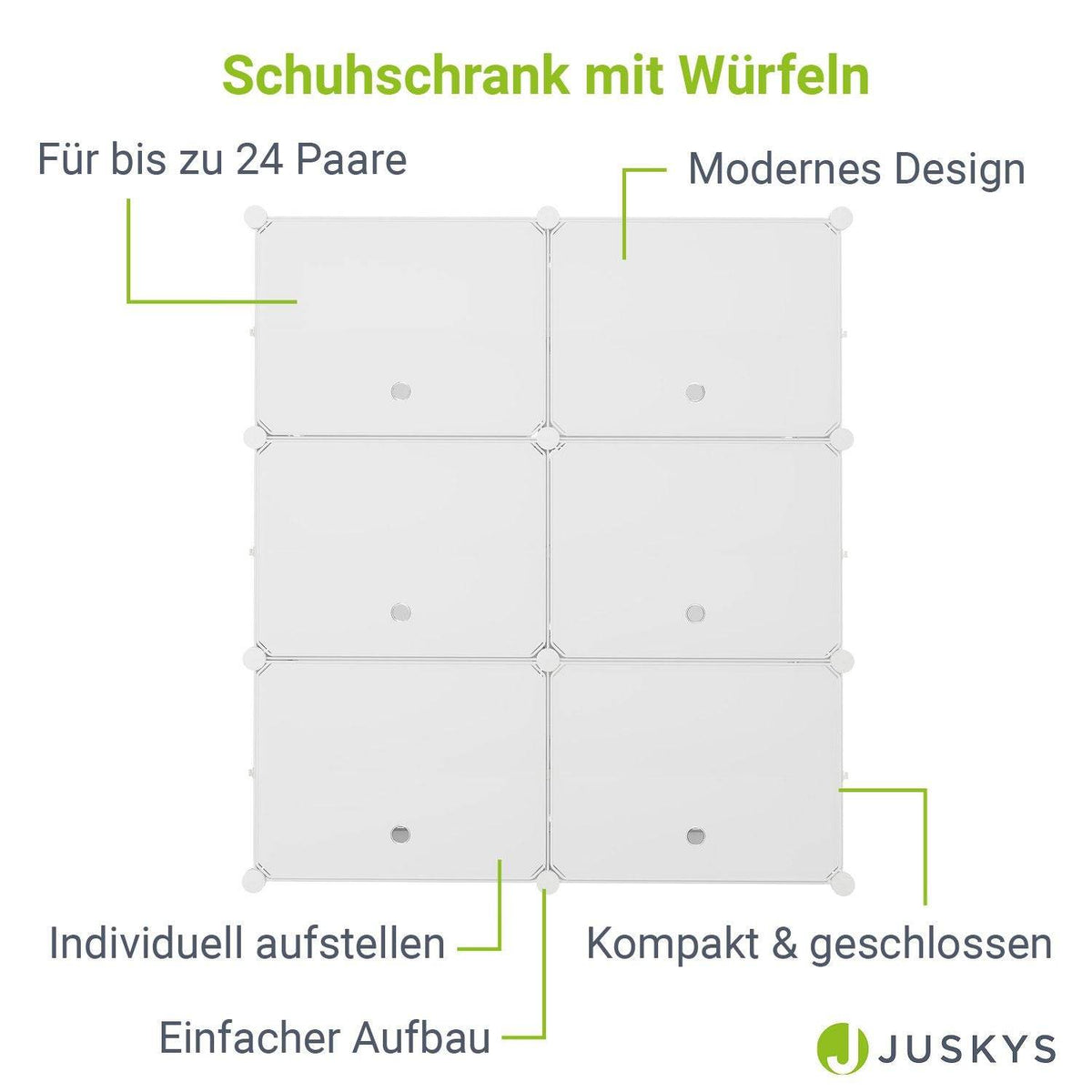 Würfel Schuhregal für bis zu 24 Paar Schuhe - Weiss - Palo24