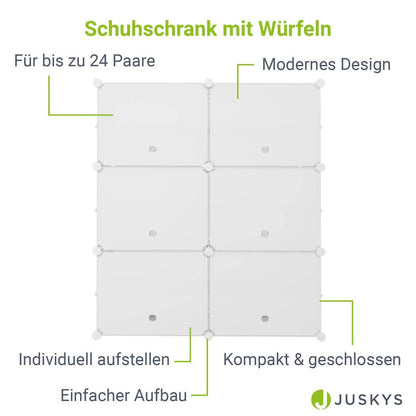 Würfel Schuhregal für bis zu 24 Paar Schuhe - Weiss - Palo24