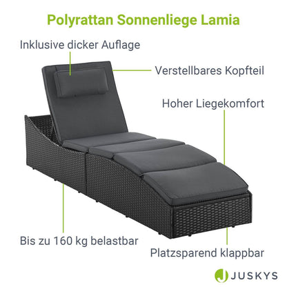 Faltbare Polyrattan Sonnenliege Lamia - Palo24