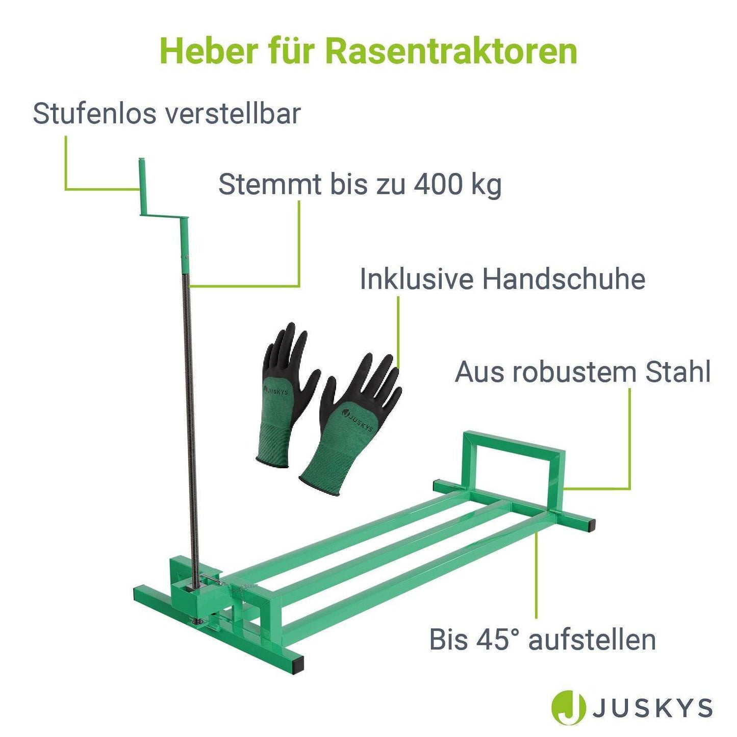 Rasentraktorheber mit Handschuhen - Grün - Palo24