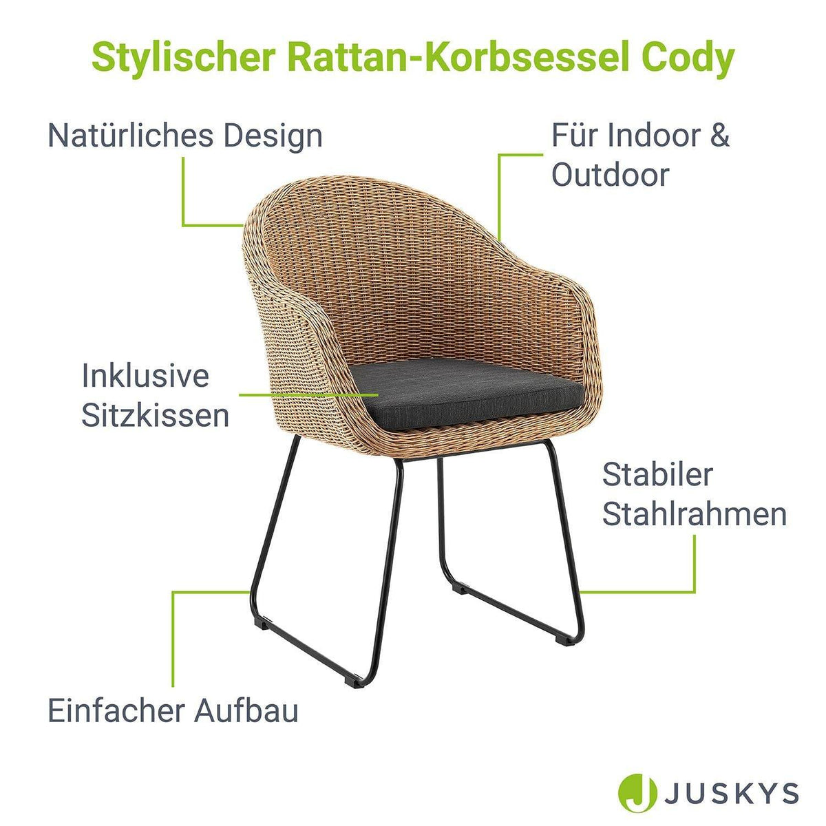 2x Rattan Korbsessel Cody - Palo24