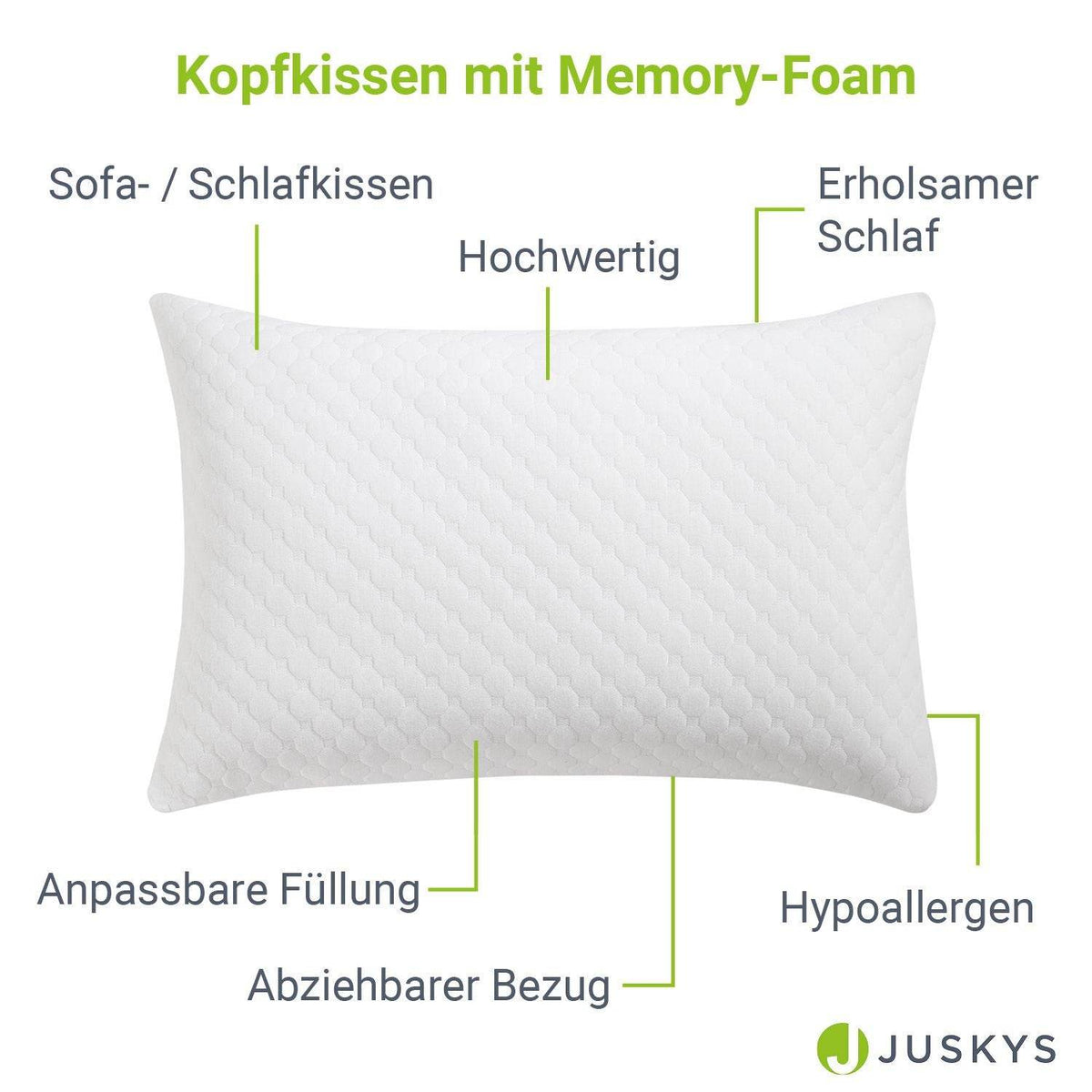2er Set Kopfkissen 40 x 60 cm mit Memory Foam - Palo24