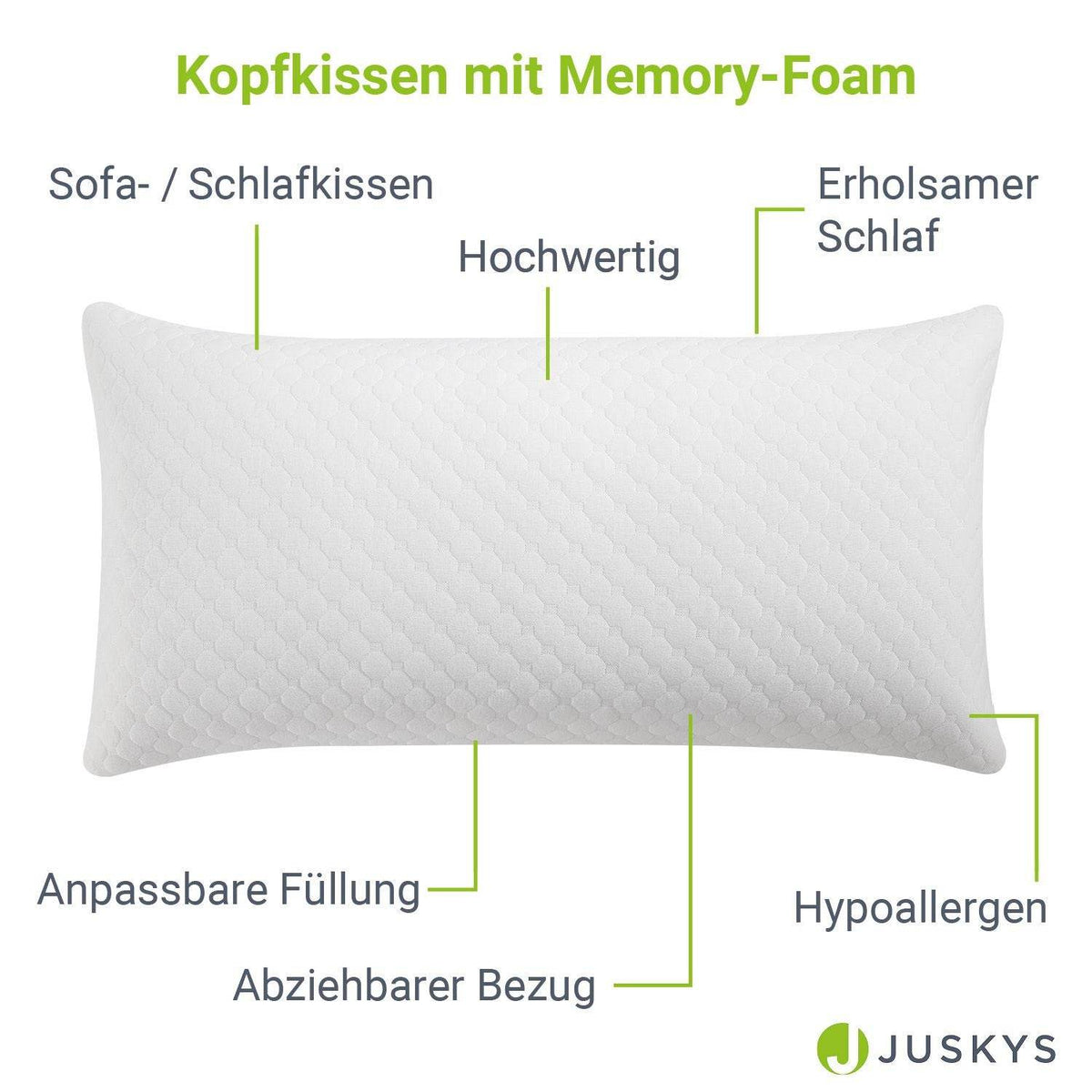 2er Set Kopfkissen 40 x 80 cm mit Memory Foam - Palo24