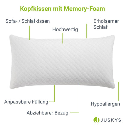 2er Set Kopfkissen 40 x 80 cm mit Memory Foam - Palo24