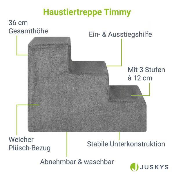 Haustiertreppe Timmy in Grau 36 cm hohe Ein- und Ausstiegshilfe für Haustiere - Palo24