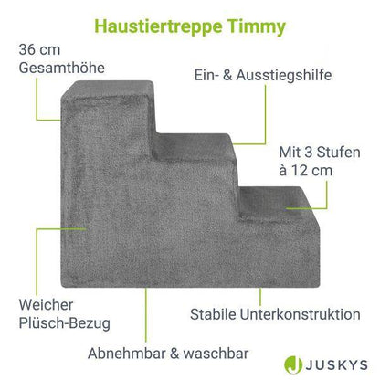 Haustiertreppe Timmy in Grau 36 cm hohe Ein- und Ausstiegshilfe für Haustiere - Palo24