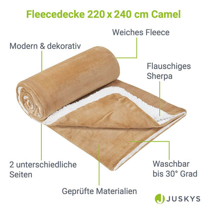 Fleecedecke 220x240 cm 2-Seitig Camel - Palo24