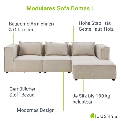 Modulares Sofa Domas L - 3 Sitzer Beige - Palo24