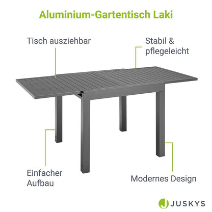 Alu Gartentisch Laki 80x80 cm ausziehbar - Anthrazit - Palo24