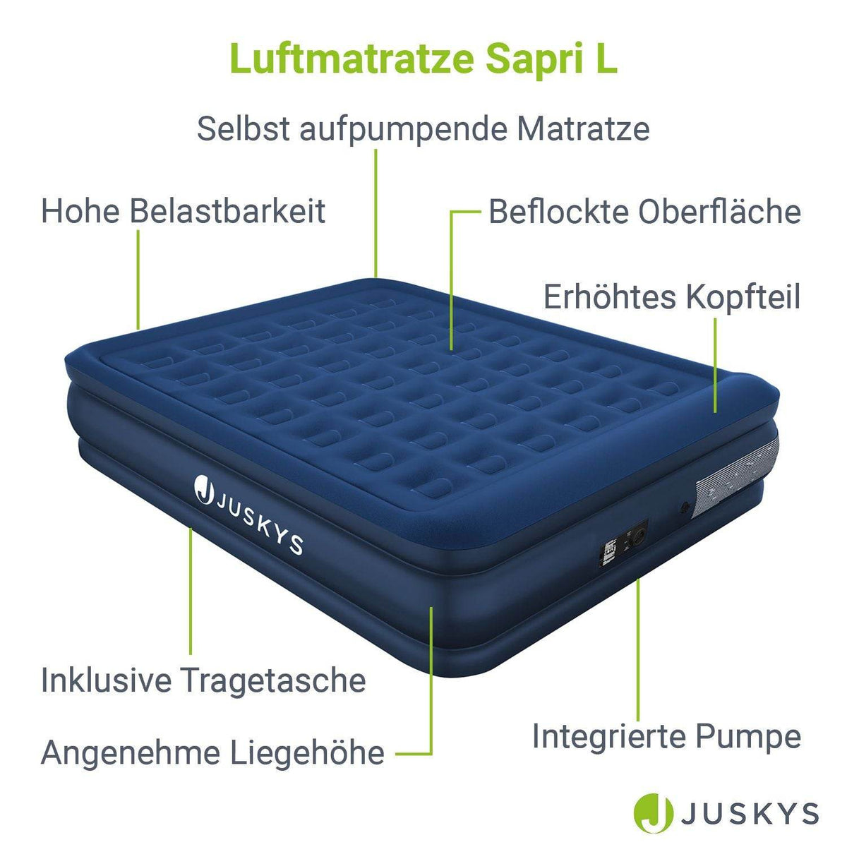 Luftbett Sapri L mit integrierter Pumpe - Blau - Palo24
