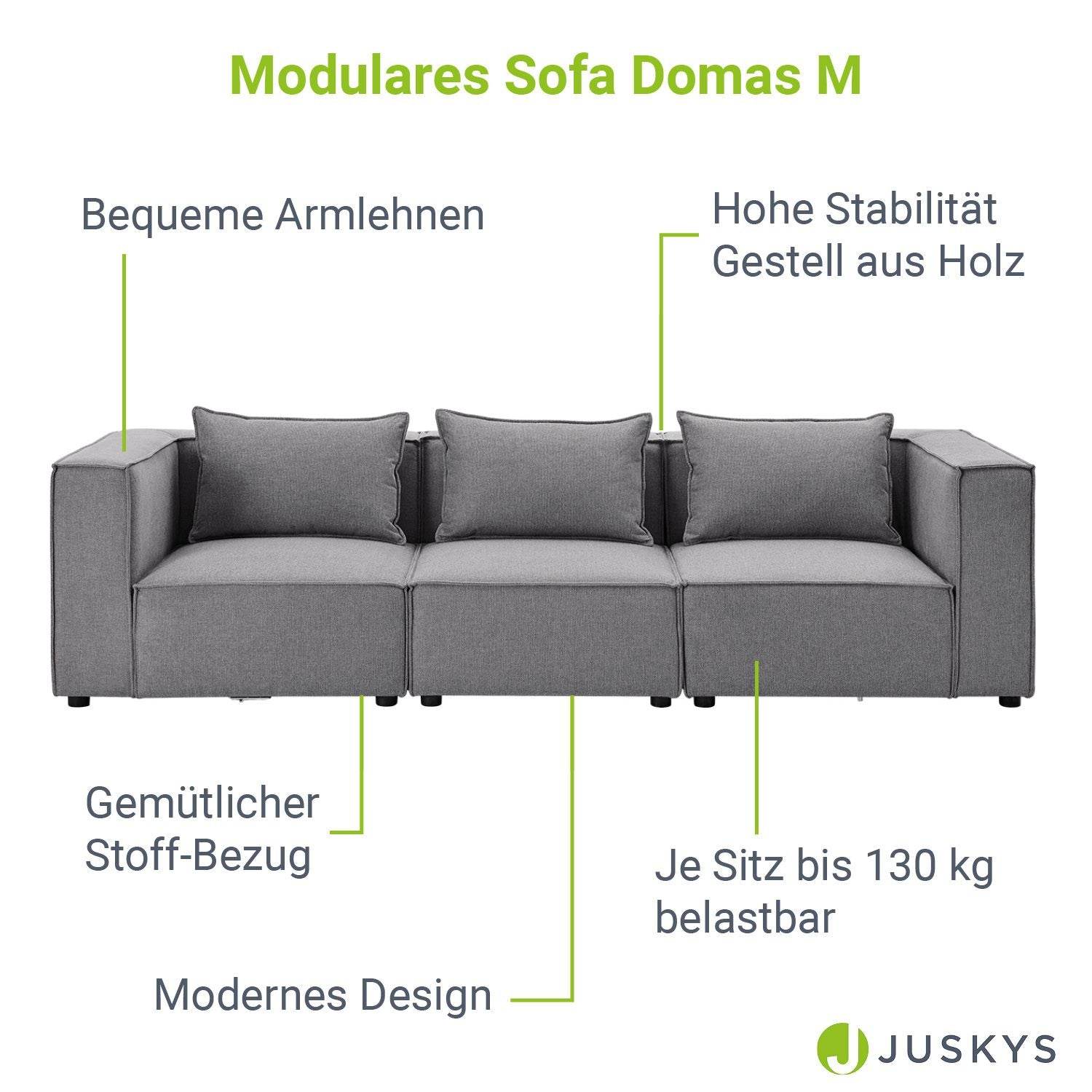 Modulares Sofa Domas M - 3 Sitzer Stoff Dunkelgrau - Palo24
