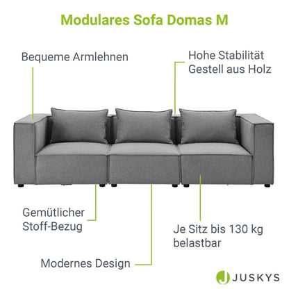 Modulares Sofa Domas M - 3 Sitzer Stoff Dunkelgrau - Palo24