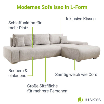 Sofa Iseo Rechts mit Schlaffunktion - Beige - Palo24