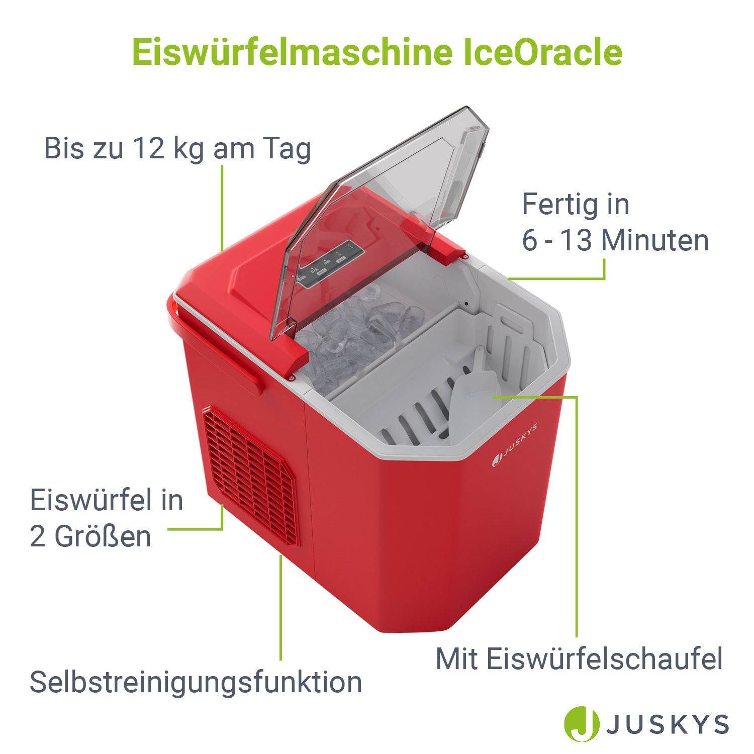 Eiswürfelmaschine IceOracle in Rot - Palo24