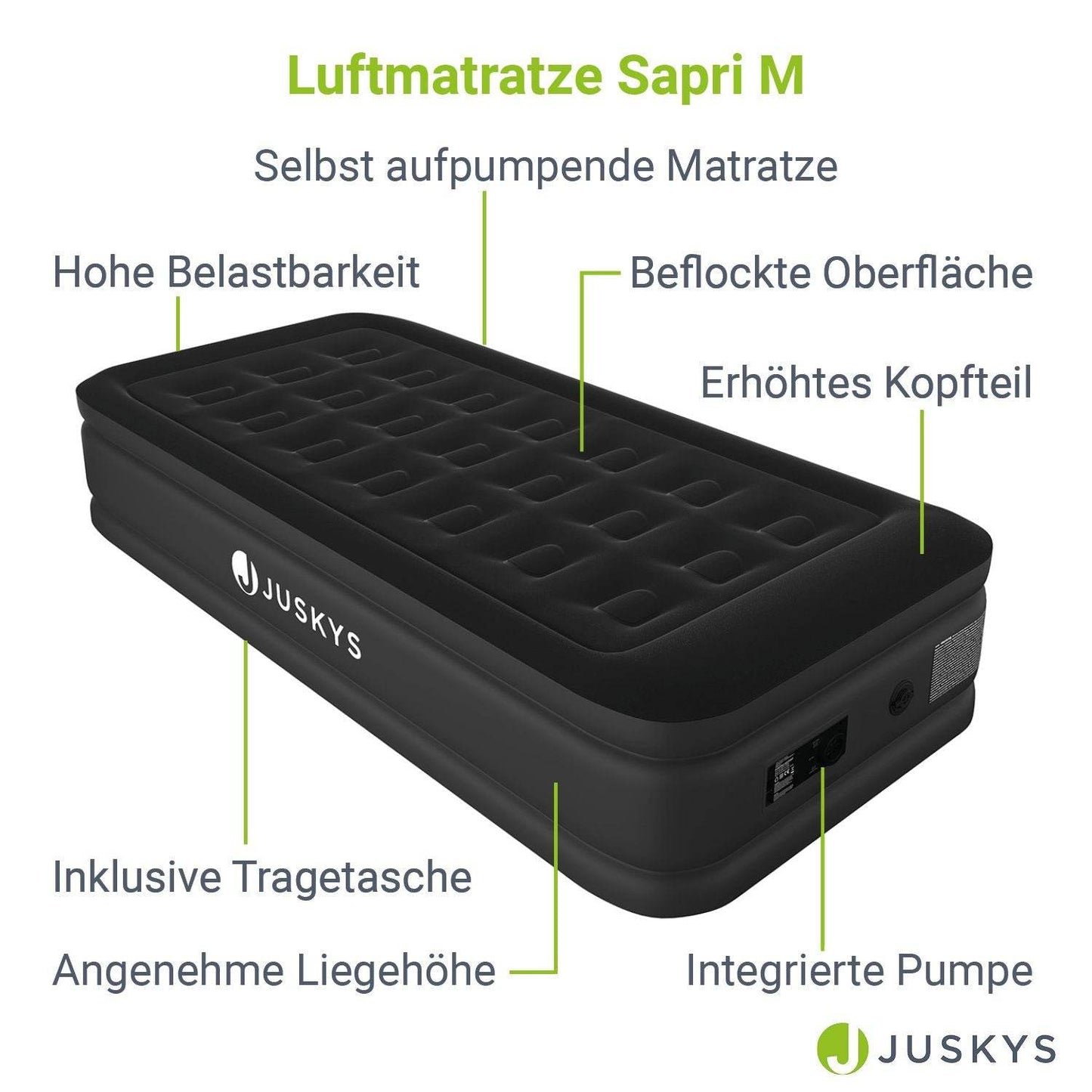 Luftbett Sapri M mit integrierter Pumpe - Schwarz - Palo24