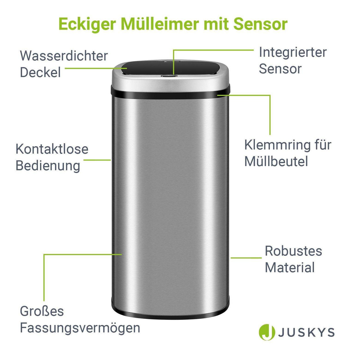 Automatischer Mülleimer mit Sensor - 70L Silber - Palo24