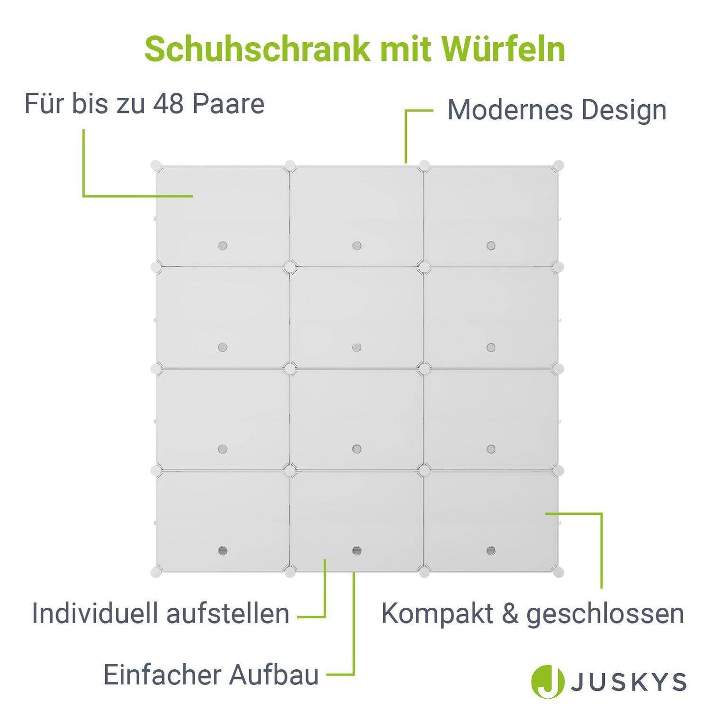 Würfel Schuhregal für 48 Paar Schuhe - Weiss - Palo24