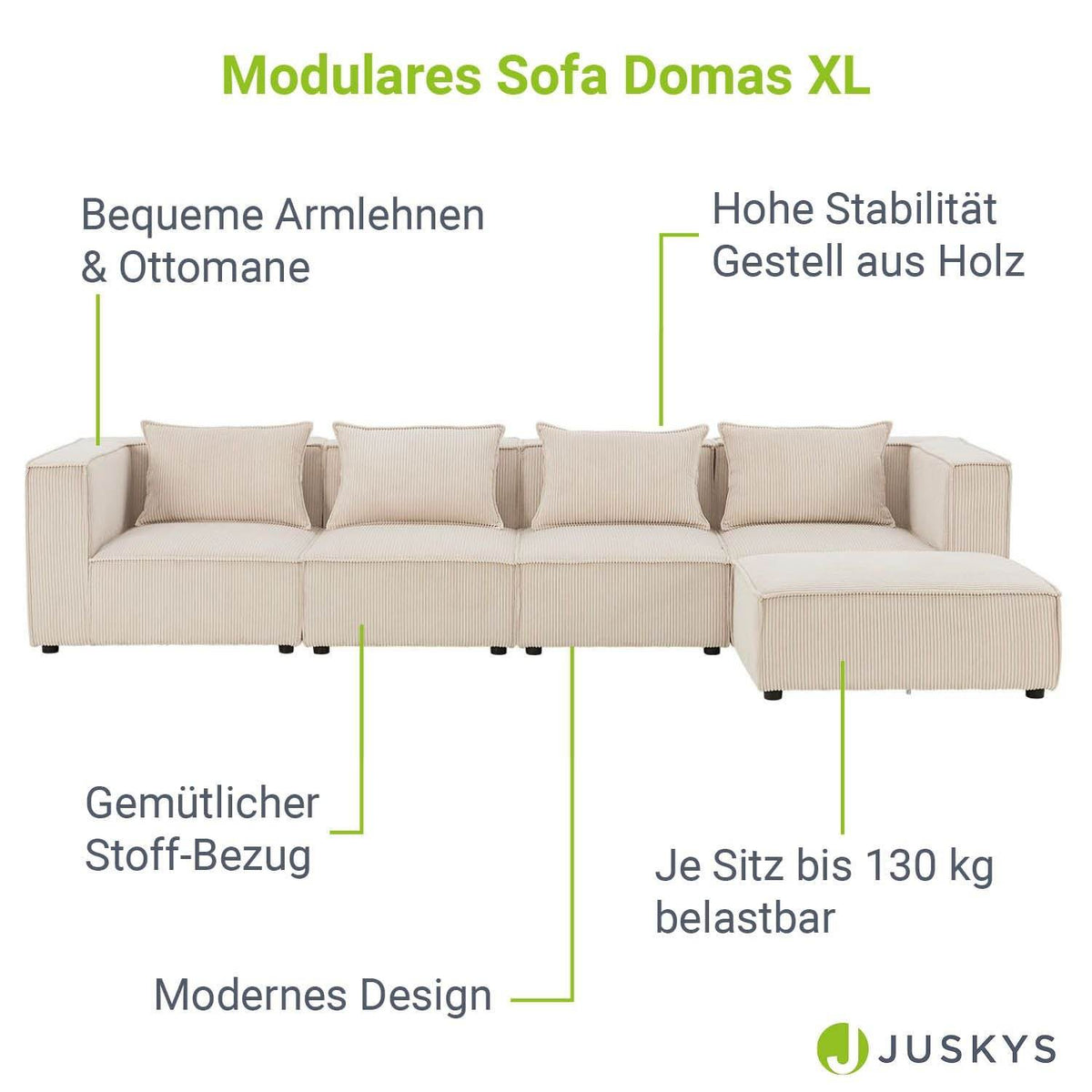 Modulares Sofa Domas XL - 4 Sitzer Beige - Palo24