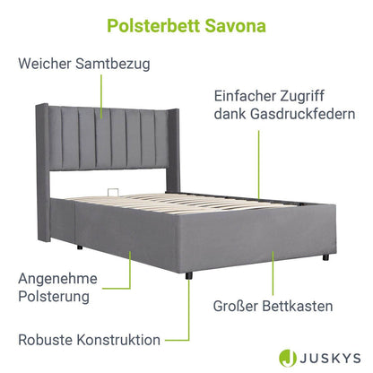 Polsterbett Savona 120 - Dunkelgrau - Palo24