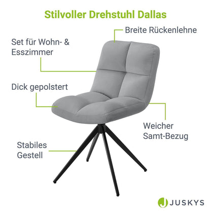 Drehstuhl Dallas 6er Set Hellgrau - Palo24