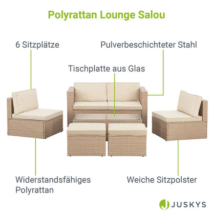 Gartenmöbel Polyrattan Lounge Salou inkl. Polster Creme - Palo24