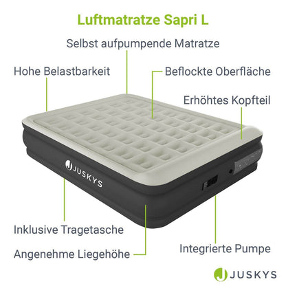Luftbett Sapri L mit integrierter Pumpe - Grau/Anthrazit - Palo24