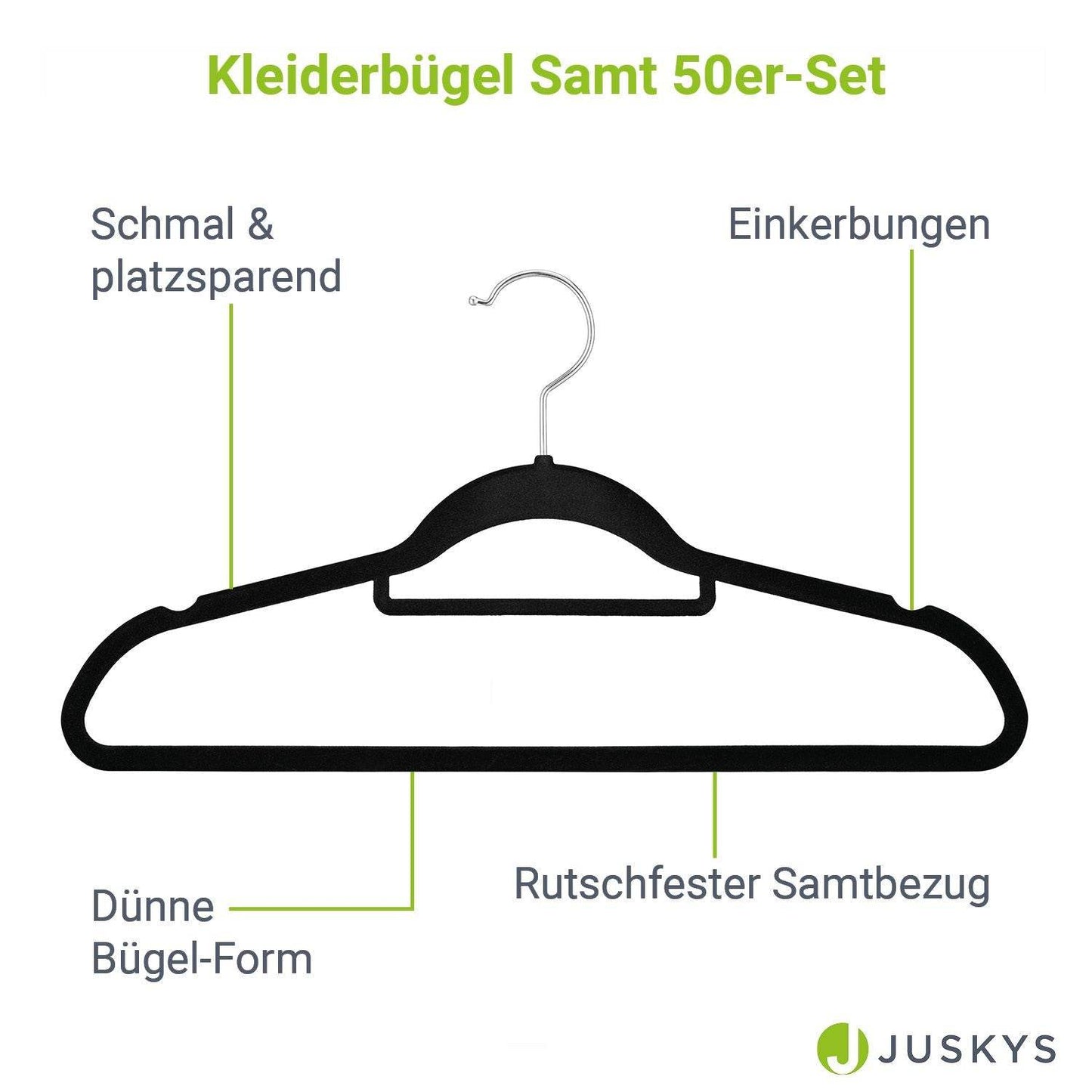 Kleiderbügel Samt 50er Set Schwarz - Palo24