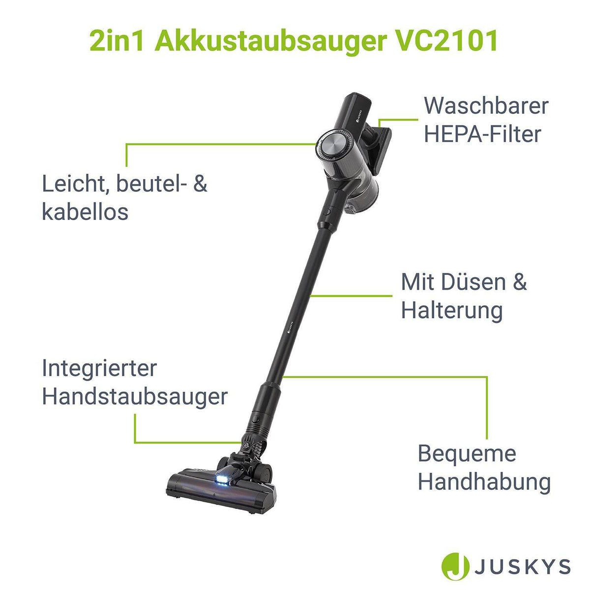 2-in-1-Akkustaubsauger VC2101 - Schwarz - Palo24