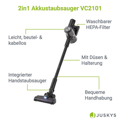 2-in-1-Akkustaubsauger VC2101 - Schwarz - Palo24