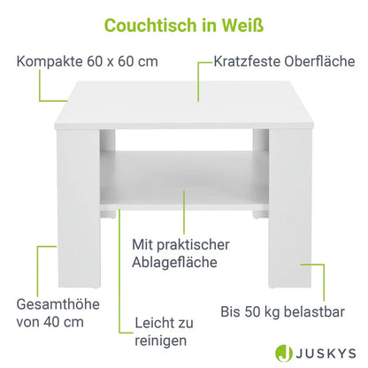 Couchtisch Beistelltisch  in Weiss 60x60 cm