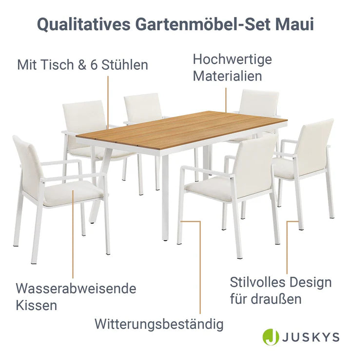Premium Gartenlounge Set Maui Tisch mit 6 Stühlen - Palo24