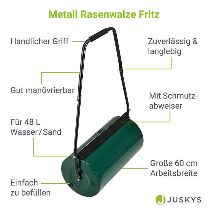 Rasenwalze Fritz aus Metall befüllbar mit 48 L Füllvolumen