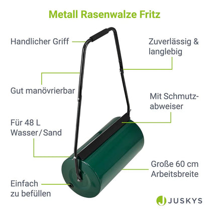Rasenwalze Fritz aus Metall befüllbar mit 48 L Füllvolumen