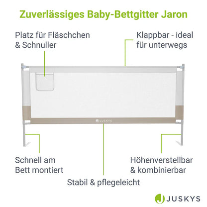 Baby Bettgitter Jaron Rausfallschutz 200 cm Beige