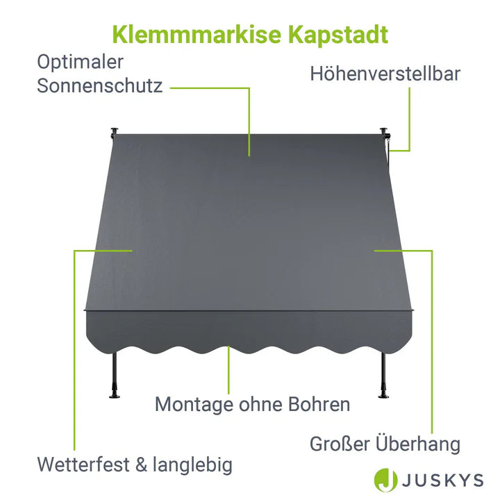 Klemmmarkise Kapstadt 200x120 cm Grau - Palo24
