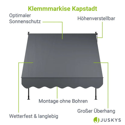 Klemmmarkise Kapstadt 200x120 cm Grau - Palo24