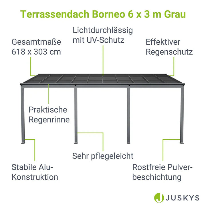 Toit de terrasse Borneo 6x3 m gris