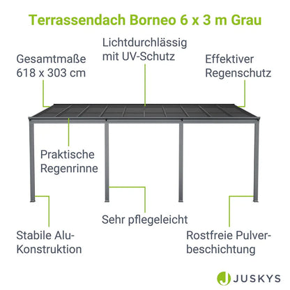 Toit de terrasse Borneo 6x3 m gris