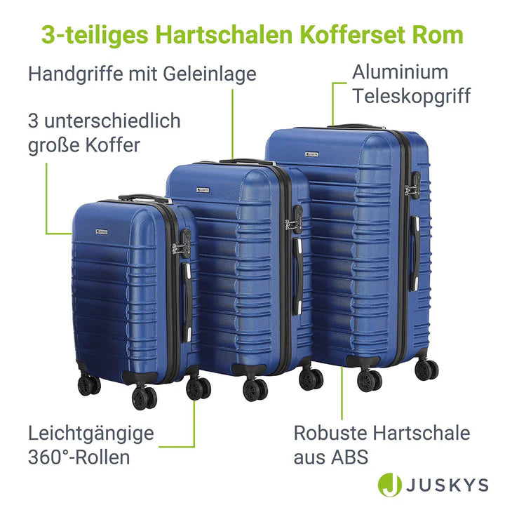 Hartschalen Kofferset Rom 3 tlg Blau