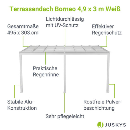 Terrassenüberdachung Borneo 5x3 m Weiss