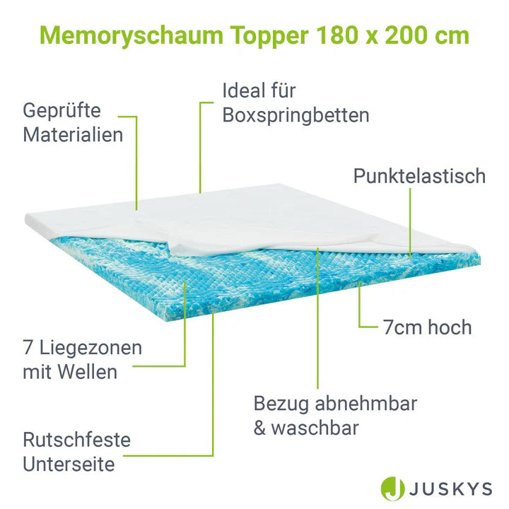 Topper 180x200 cm memory foam, H2 - H3