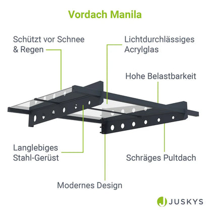 Modernes Vordach Pultdach Manila 100x80 cm